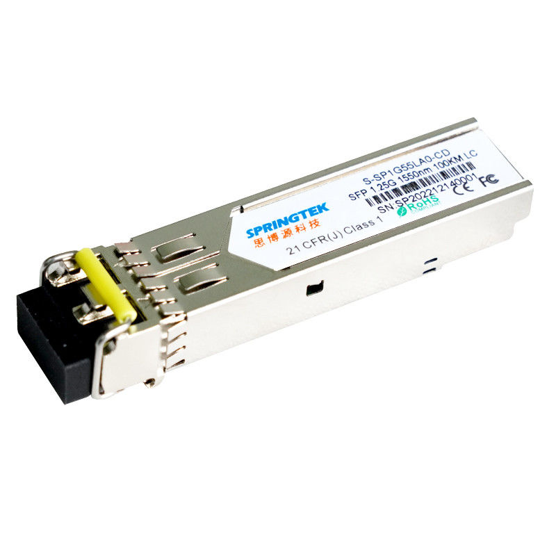 스프링텍 S-SP1G55LA0-CD 1.25G 1550nm LC 두 부분으로 된 광학 모듈 적합한 시스코 100 킬로미터 파이버 송수신기