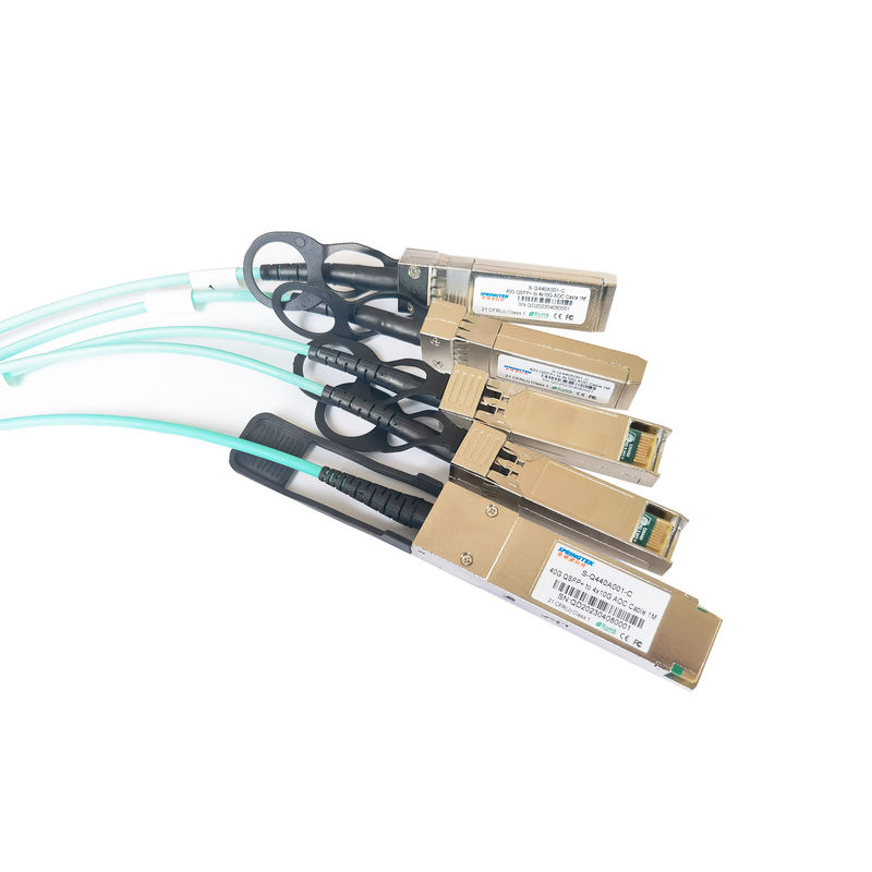4x10g Sfp+ Aoc 탈출에 대한 40g Qsfp+는 1m 3m 5m 100m Ddm Om3 섬유 활동적 광 전송부 스프피 Aoc 케이블에게 전보를 칩니다